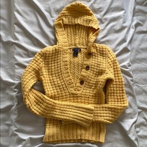 Abercrombie & Fitch 100% wool yellow knit hoodie